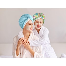 2-in-1 Shower Cap & Hair Towel Wrap for Women - Lightweight Towel Wrap with Elastic Loop for hair Drying & Conditioning - Ideal for All Hair Types, Comfortable & Easy to Use (Aqua)