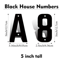 3" 4" 5" 6" 8" Modern Metal House Numbers, Metal Address Numbers and Letters, Black Door Mailbox Number, House Address Letter and Number for Office Home Farm Outside (5 Inch A)