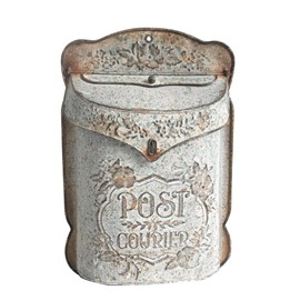 All Chic Vintage Mailbox Post Box Mailbox Wall Mount Post Boxes for Outside Metal Letter Box Retro Antique Style Charm Home Decor Flower Patter Gray…