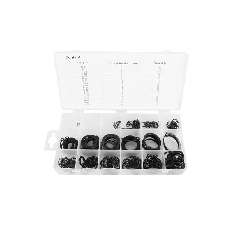 TECPO Outer Seeger Rings Circlips Slot Rings Assortment 300 Pieces
