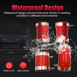 Wyrxalon Turbo Intercooler Boots Kit with T-Bolt Clamp Compatible With Ford F250 F350 6.0L Diesel Powerstroke 2003-2007 with T Bolt Clamp (Outer Red and Inner Blue)