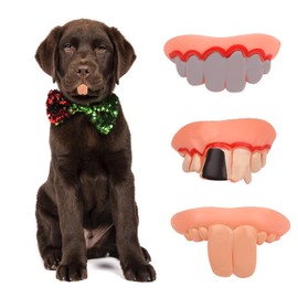 MEISH 3 Pieces Fake Teeth for Dogs False Teeth Props Funny Wacky Artificial Teeth for Birthday Gifts Holiday Parties