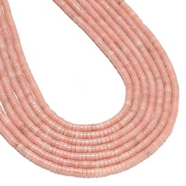 190 Pcs 2x4mm Chinese Pink Opal Gemstone Bead Heishi Disc DIY Beads for Bracelets Jewelry Making Crafts