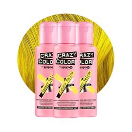Crazy Color Vibrant Canary Yellow Semi-Permanent Trio Hair Dye. Highly Pigmented Bright Yellow Conditioning & Oil Nourishing Vegan Formula | No Bleach or Ammonia | 300ml