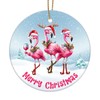 34HD Gifts for Christmas, Flamingo Christmas Ornament Ceramic 2-Side Printed,