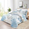 Yilinata Coastal Comforter Set Summer Beach Blue Shells Printed Pattern