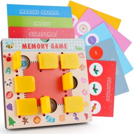 TINYLENS Kids Memory Game, Toddler Travel Toy with 10 Double-Sided Cards, Flip Board for Ages 3-6, Travel Memory Game for Airplane & Road Trip