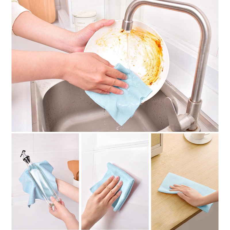 KitchLife Microfiber Cleaning Cloth Roll, 100 Pack - Tear-Away Microfiber