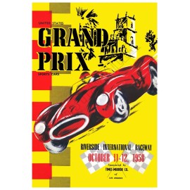 1958 LA Times Grand Prix at Riverside Raceway Vintage Poster