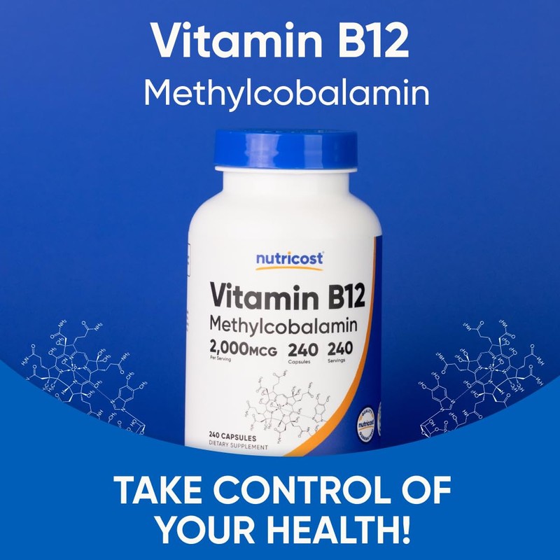 Nutricost Vitamin B12 (Methylcobalamin) 2000mcg, 240 Capsules - Vegetarian Caps,