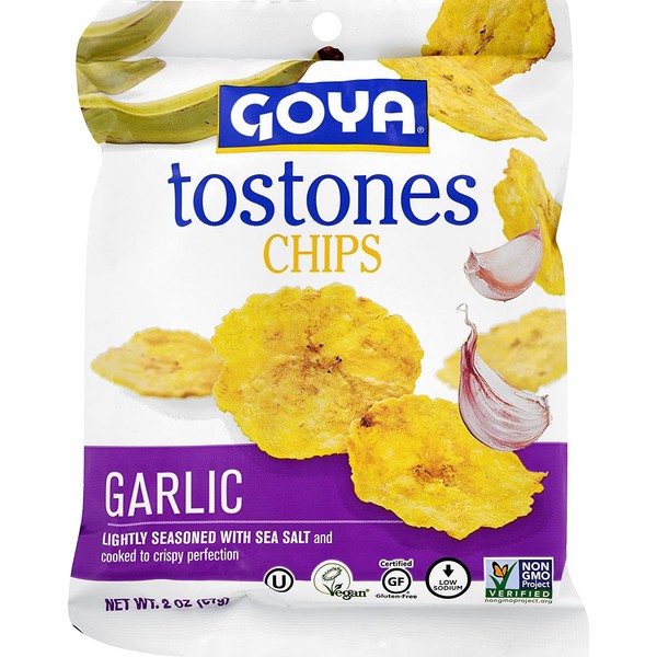 Goya Foods Tostones Plantain Chips, Garlic, 2 Ounce (Pack of 24)