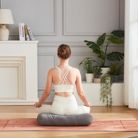 Sweet Home Collection Sweet Home Collection Bolster Pillow for Restorative Supportive Cushion for Meditation Yoga, Pilates, and Relaxation Buckwheat Hulls-Removable Cover, Rectangular (Filled with 100% Cotton), Gray