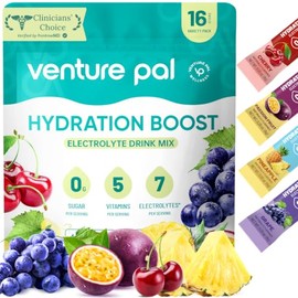 Venture Pal- Paquetes de Polvo de Electrolitos Sin Azúcar Mezcla de Bebida Líquida Diaria IV para Hidratación Rápida y Reco de Fiesta                 