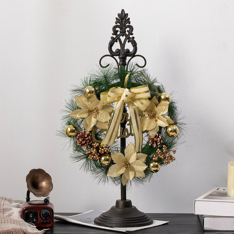 Wreath Stands for Display, Retro Black Standing Wreath Holder, Wrought