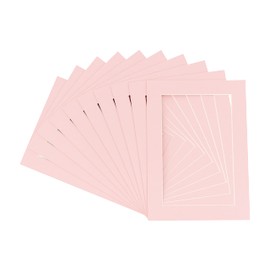 Pack of Ten Acid Free 5x7 Mats Bevel Cut for 4x6 Photos - Pink Precut Matboards With Backing Boards and Self Seal Photo Mat Bags For Pictures, Photos, Framing - 4-ply Thickness