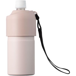 Atlas AQBIB-APB Plastic Bottle Holder, Water Bottle, Cold Insulation, 16.9 fl oz (500 ml), 650 ml, Vacuum Insulated, Bottle-In Bottle with Strap, Pink Beige