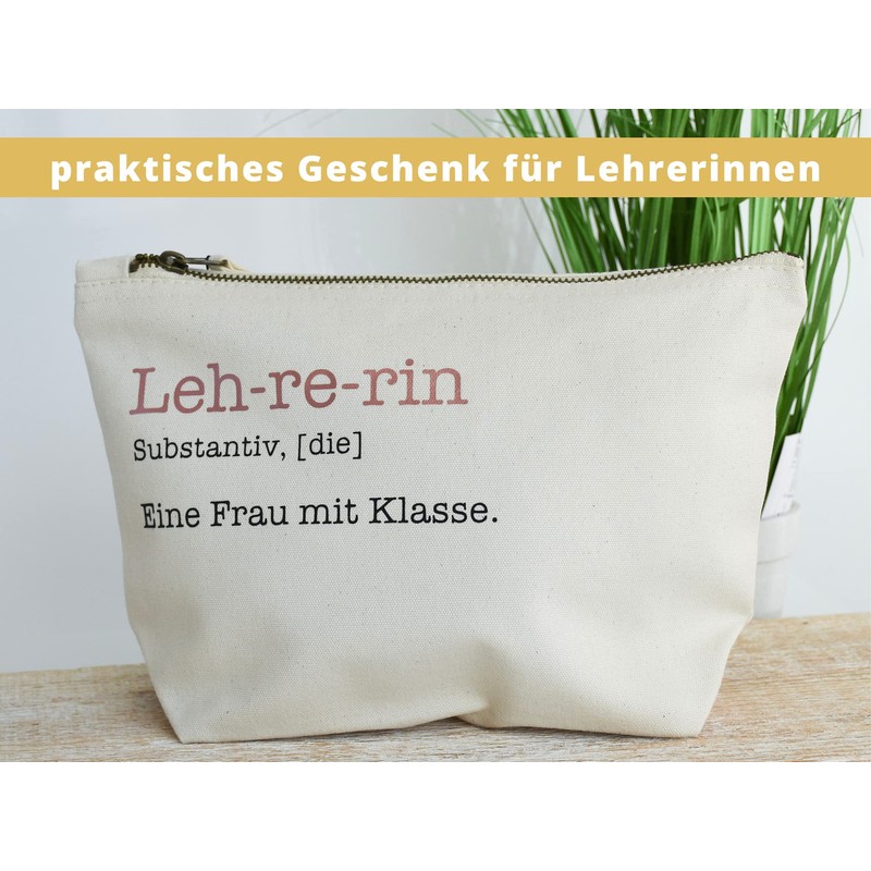 Geschenk für Lehrerin | Kosmetiktasche aus Canvas-Baumwolle | Eine Frau