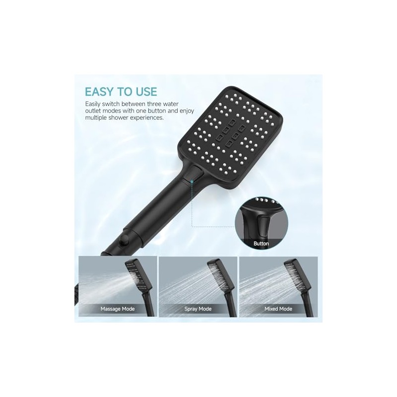 Rain Shower Head with Handheld Spray Combo Set, Adjustable 12"