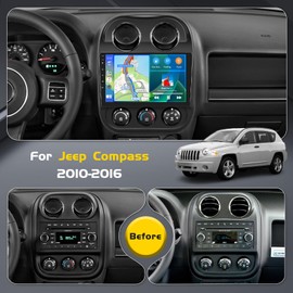 [4G+64G] Inefala for Jeep Compass 2010-2016 Android Car Radio Stereo with Wireless Carplay Android Auto, 10 Inch HD Touchscreen with WiFi GPS Bluetooth5.0 FM/RDS 32EQ SWC Backup Camera MIC