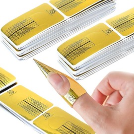 Nail Forms for Gel Builder - 300 Pcs Self Adhesive Nail Extension Stickers for Acrylic, UV & Poly Gel with Tip Sculpting Guide - Nail Art for Home & Salon (Pack of 300) springtok - Size: 300 pack