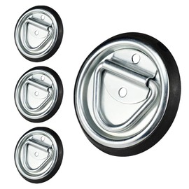 Jamiikury 4Pcs D-Ring Tie Down Anchors, 4 Inch Heavy Duty Tie Down Hooks Floor Flush Surface Mount for Trailers, Truck, Bed Bracket, Pickup Camper, 2000 lbs Capacity