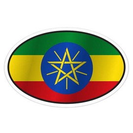 GT Graphics Ethiopia Flag Oval - 7" Vinyl Sticker - for Car Laptop I-Pad - Waterproof Decal