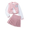 BEAUDRM Girl's 2 Piece Outfit Letter Embroidery Baseball Jacket and