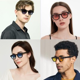 LHSDMOAT Unisex Vintage Sunglasses, Retro Johnny Depp Round Sunglasses Men Women Fashion UV400 Sunglasses for Driving Fishing Photo Hiking, Striped Brown/Orange