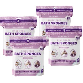Scrubzz Disposable No Rinse Bathing Wipes - All-in-1 Single Use Shower Wipes, Simply Dampen, Lather, and Dry Without Shampoo or Rinsing (Lavender, 4-Pack)