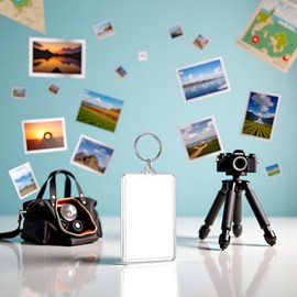 YuanHolumid Clear Plastic Picture Frame Keychain Rectangle Shapes Blank Photo Display Plastic Blank Keychain Clip Photo Holder with Split Ring for Insert Photo Albums, Frames and Accessories
