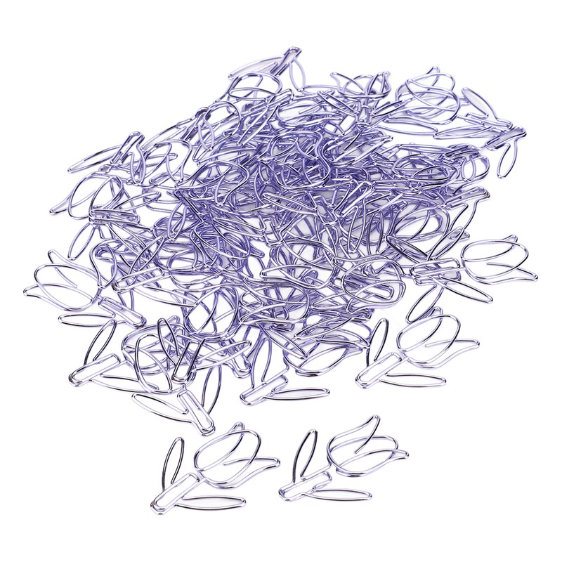 50Pcs Tulip Paper Clips Cute Purple Tulip Design Durable Metal