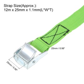 sourcing map Tie Down Strap Cam Buckle Lashing Strap 1" x 39Ft 550lb 250Kg Load Polypropylene for Moving Securing Cargo, Green, Pack of 2