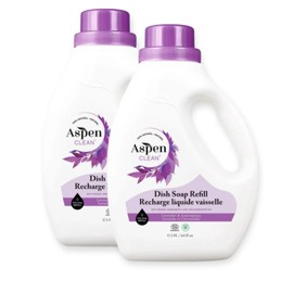 AspenClean Natural Dish Soap Refill Lavender and Lemongrass - 100% Natural, Organic, Baby-Safe, Pet-Friendly, Vegan, Cruelty-Free, Biodegradable - EWG VERIFIED & EcoCert Certified (2 Pack)