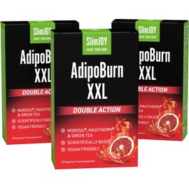 SlimJOY AdipoBurn XXL - Extract of Green Tea Leaves, Cayenne and Caffeine - with Free E-Book Guide - 3 x 30 Capsules