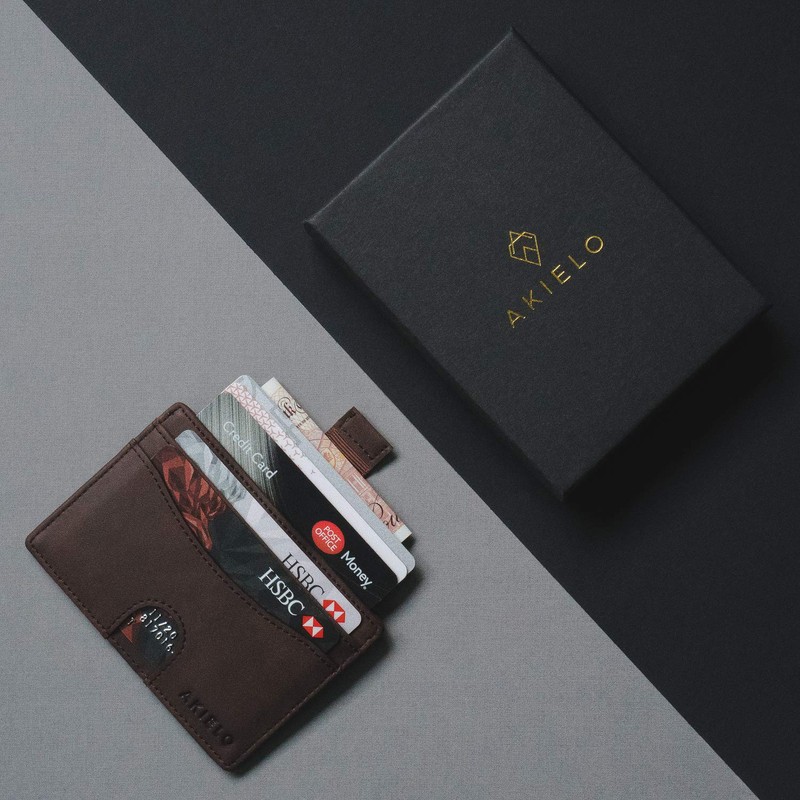 AKIELO Kartenetui mit RFID Schutz und Geschenkbox – Minimalistisch Herren