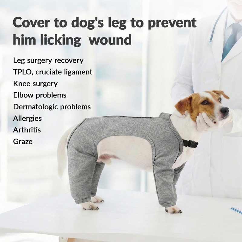 BRKURLEG Dog Recovery Suit with Legs, Leg Wound Protector Soft
