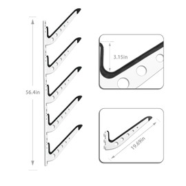 ShouRong Snowboard Wall Mount, Adjustable 5/6 Board Surfboard Rack, Surfboard Wall Hangers for Surfboard, Wakeboard, and Snowboard Storage at Home or Garage (White, 5 Level)