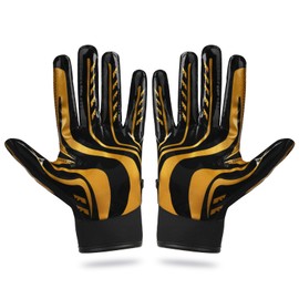 SPOMAT Pro 2.0 Youth Football Gloves Kids and Adult Tacky Grip Receiver Gloves for Men and Women, Bravery Gold Youth M/L
