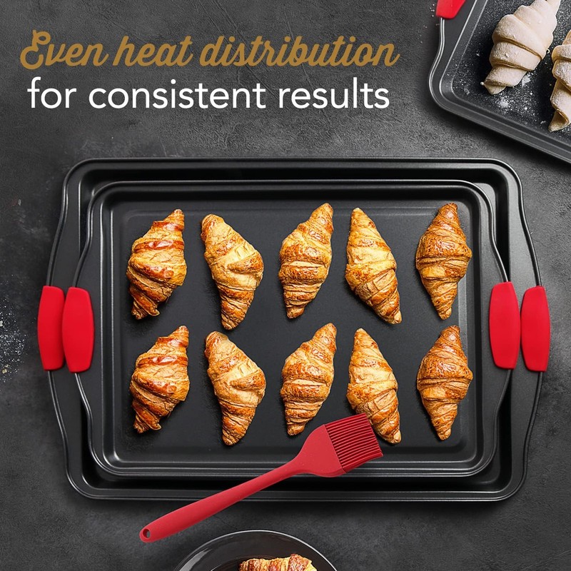 Baking Sheet Set - Cookie Sheet Set with Silicone Handles