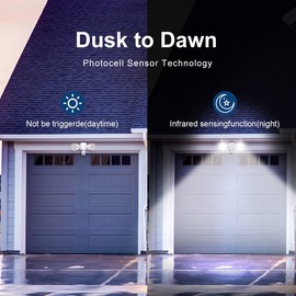 EMANER Motion Sensor Outdoor Lights, Dusk to Dawn Porch Flood Light 5000K, 4-Mode, 2800lm Wired Security Spotlight Wall Mount for Garage Porch Soffit Under Eave (2-Pack, White)