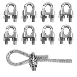 TERF TERF? 8 Pcs Wire Rope Cable Clip Clamps M8 for ? 8mm (5/16") Wire Rope Cable Grip Galvanized Steel U Bolt Saddle Fastener for Rigging Rope and tension cable Garden Tension Wire Ropes