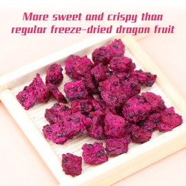Haomly Freeze-Dried Dragon Fruit,8OZ/230g, No Added Sugars,Sweet Dried Fruit Snacks,100% Natural Red Dragon Fruit Chunks, Ideal for Drinks,Yogurt, Cereal, Smoothies Baked Goods and Water