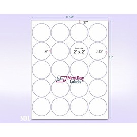 8-1/2 x 11" Neon Color High Light Fluorescent Labels for Laser & Inkjet Printer (Blue Fluorescent, 2" Round - 20 Per Page | 2000 Labels)