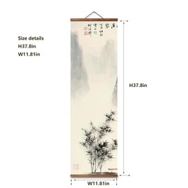 jszip Vintage Chinese Landscape Hanging Scroll Paintings artwork, Set of 3, Solid Wood