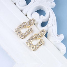 Cimenexe Bohemian Crystal Square Dangle Earrings Gold Cz Hollow Square Drop Earrings Paved Square Earrings Rhinestone Stud Earrings Jewelry for Women and Girls Gifts