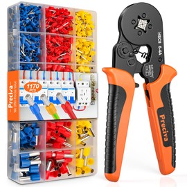 0.25-10mm² Crimping Tool, Preciva Square Crimping Tool Set with 1170 Crimp Connectors, 0.75/1.5/2.5/4/6/10mm² Wire Terminals, 6 Sizes in Red/Blue/Yellow 3 Colours Ferrule Crimping Tool Kit Crimper
