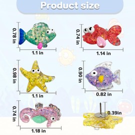 30 Pcs Sea Animal Push Pins，Cute Decorative Sea Horse Starfish Ocean Themed Pushpin for Cork Board，Bulletin Board ，Photo Wall, Map School Office and Home Decor
