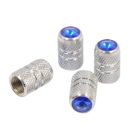 RoadPro RPCRVC4B Blue Chrome Finish Colored Tip Valve Caps - Pack of 4