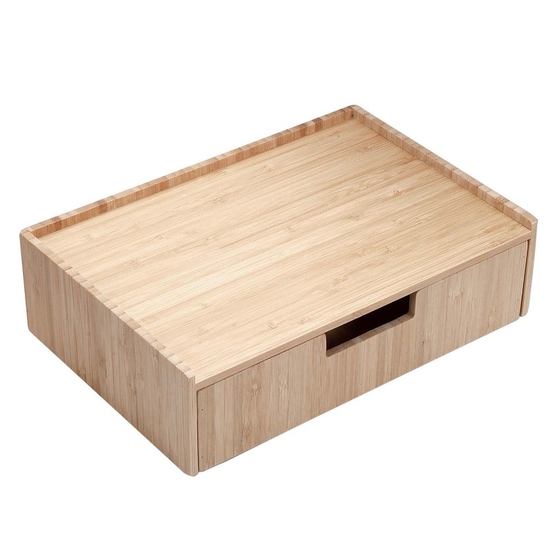 Charging Station Stand Combo with Bamboo Drawer; Extra Storage for