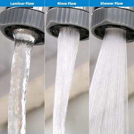 Extensor de llave giratorio de 1440° (actualizado desde 1080°), aireador de llave de 3 funciones, accesorio de llave con rosca hembra/macho para baño o cocina, boquilla de llave de plástico, aireador de fregadero de brazo robótico chapado en cromo